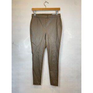 Chico's Leather Front Ponte Pant Pull On Champignon Brown Size 0 US 4 New